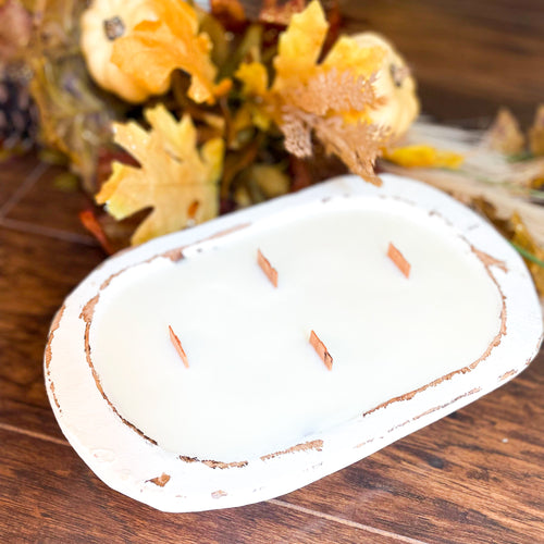 Hand-carved Wooden Dough Bowl Candle